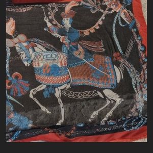 Hermes Festooned Horse and Rider Paris, France 100% Silk Vintage Scarf